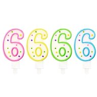 Birthday Candle, 7.5cm, Number "6", Coloured - Candle