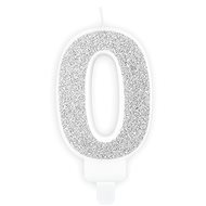 Birthday Candle, 7cm, Number "0", Silver - Candle