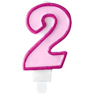 Birthday Candle, 7cm, Number "2", Pink - Candle