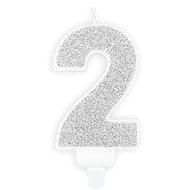 Birthday Candle, 7cm, Number "2", Silver - Candle