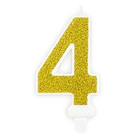 Birthday Candle, 7cm, Number "4", Gold - Candle