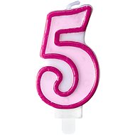 Birthday Candle, 7cm, Number "5", Pink - Candle