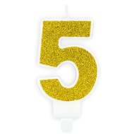 Birthday Candle, 7cm, Number "5", Gold - Candle