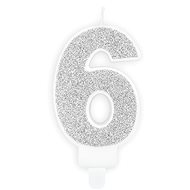 Birthday Candle, 7cm, Number "6", silver - Candle