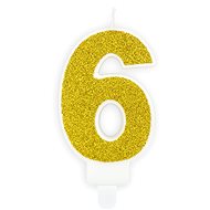 Birthday Candle, 7cm, Number "6", Gold - Candle