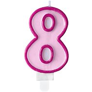 Birthday Candle, 7cm, Number "8", Pink - Candle
