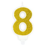 Birthday Candle, 7cm, Number "8", Gold - Candle