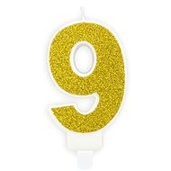 Birthday Candle, 7cm, Number "9", Gold - Candle