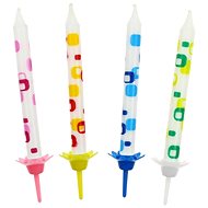 Cake candles, 6.3 cm, with print, white, 12 pcs - Candle