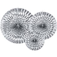 Hanging decoration, rosette, silver, 3 pcs - Party Accessories