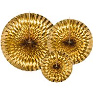 Hanging decoration, rosette, gold 3pcs - Party Accessories