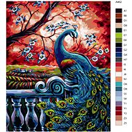 Painting by Numbers - Peacock under a Flowering Tree - Painting by Numbers