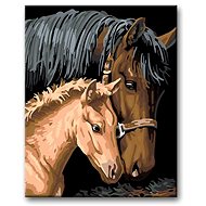 Painting by Numbers - Brown Mare with Foal - Painting by Numbers