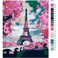 Painting by Numbers - Eiffel Tower and Pink Trees - Painting by Numbers