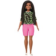 Barbie model - t-shirt with neon leopard pattern and pink shorts - Doll