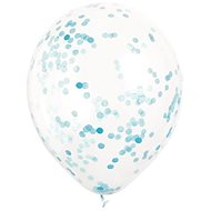Balloons 30cm - Transparent with Blue Confetti - 6 pcs - Balloons