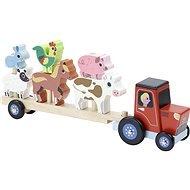 Vilac Drevený traktor so zvieratkami na nasadzovanie - Traktor