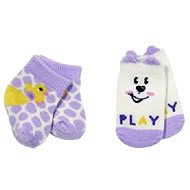 BABY born Socken - beige und lila - Enten- und Teddybärmotiv - Puppenkleidung