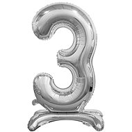 Silver Foil Balloon Number on a Pedestal, 74cm - 3 - Balloons