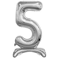 Silver Foil Balloon Number on a Pedestal, 74cm - 5 - Balloons