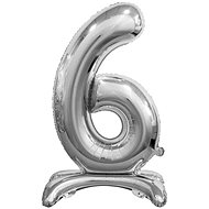 Silver Foil Balloon Number on a Pedestal, 74cm - 6 - Balloons