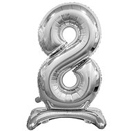 Silver Foil Balloon Number on a Pedestal, 74cm - 8 - Balloons