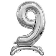Silver Foil Balloon Number on a Pedestal, 74cm - 9 - Balloons
