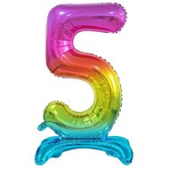 Rainbow Foil Balloon Number on a Pedestal, 74cm - 5 - Balloons