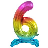Rainbow Foil Balloon Number on a Pedestal, 74cm - 6 - Balloons