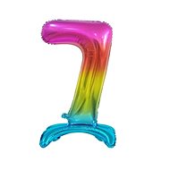 Rainbow Foil Balloon Number on a Pedestal, 74cm - 7 - Balloons