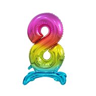 Rainbow Foil Balloon Number on a Pedestal, 74cm - 8 - Balloons