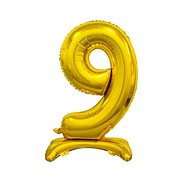 Gold Foil Balloon Number on a Pedestal, 74cm - 9 - Balloons