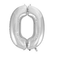 Foil Balloon silver digit - 115 cm - 0 - Balloons