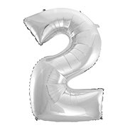 Balloon foil digit silver - 115 cm - 2 - Balloons