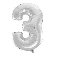 Foil Balloon silver digit - 115 cm - 3 - Balloons