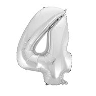 Balloon Foil Number Silver - 110cm - 4 - Balloons