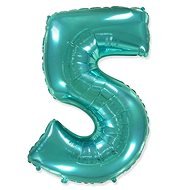 Foil Balloon Number  Turquoise  - 110cm - 5 - Balloons