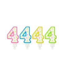 Birthday candle, 7.5 cm, number “4“, coloured - Candle