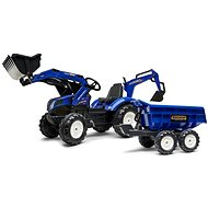 Pedal tractor New Holland T blue with front and rear bucket - Pedal Tractor 