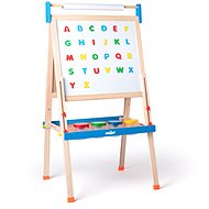 Woody Blackboard “ABC“ Contains Magnetic Letters, Paper Roll, and Cups - Board