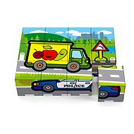 Teddies Cubes Wooden My First Cars 12 pcs - Wooden Blocks
