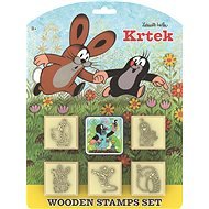 Little Mole Stamps with Cushion 5x5cm Wooden 6 pcs on Card - Stamps