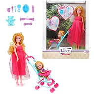 Pregnant Doll Solid Body Articulated Plastic 28cm with a Baby in a Stroller with Accessories in a Box 25x31x7,5cm - Doll