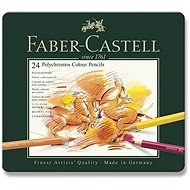 Faber-Castell Polychromos crayons in a tin box, 24 colours - Coloured Pencils