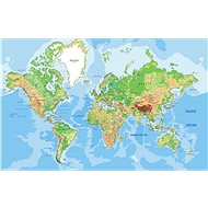 World Geographical Blue Wallpaper Wall Map 240x378cm EN - Map