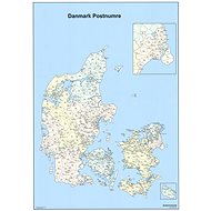 Denmark Postcode 119x85,50cm Laminated, Slat Wall Map - Map