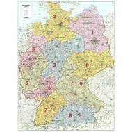 Germany Postcode III. 95,5x128cm Laminated, Wall Map with Rods - Map
