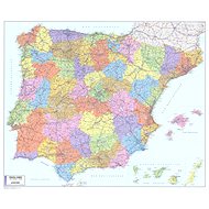 Spain Postcode, Portugal Postcode 90.5x107.5cm Laminate, Wall Map with Rods - Map