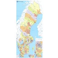 Sweden Postcode Map 133x63cm Laminated, Wall Map with Rods - Map