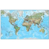 Green Geographical World 123x198 Laminated, Wall Map with Rods - Map